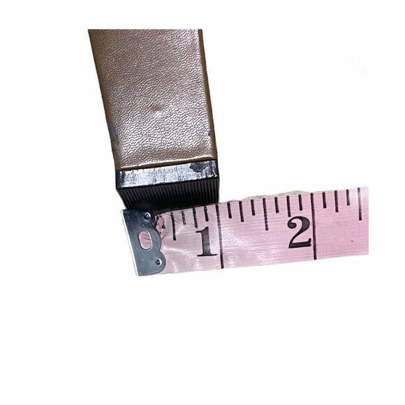 Tahari Bennett Bennett Peep Toe Block Heel Gold Metal Detail Leather Pumps Tan 9 - Picture 10 of 15